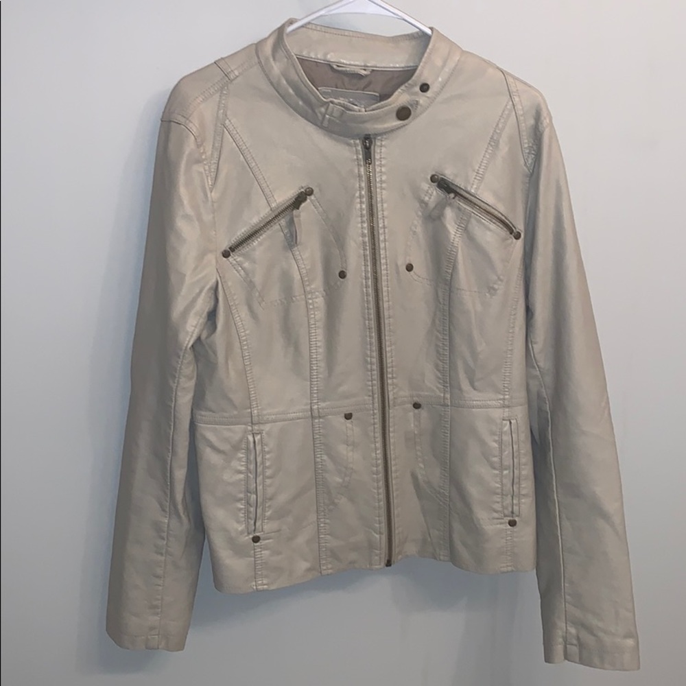 White leather jacket.